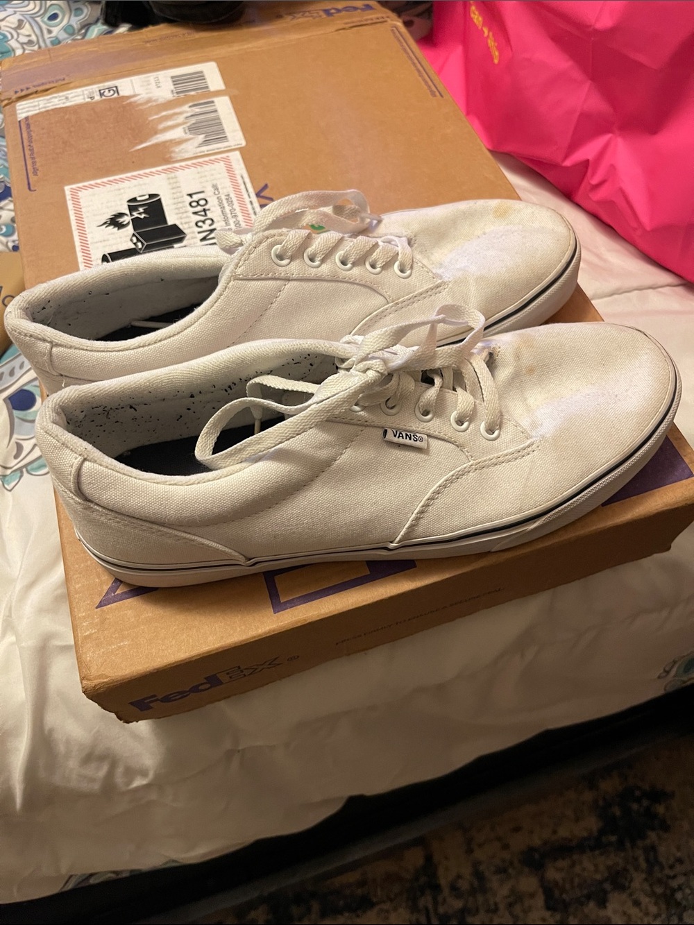 Vans Men’s Classic Low-Top Canvas Sneakers - White